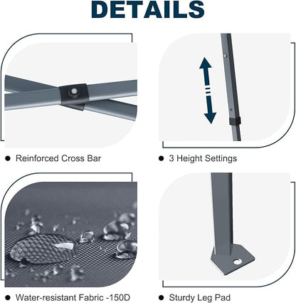 MASTERCANOPY Portable Pop Up Canopy Tent with Large Base (10x10,Dark Gray)