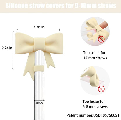 6Pcs Silicone Straw Toppers Covers for Stanley Cups 40/30oz 10mm(0.4in) Dust-Proof Bow Straw Covers Toppers Suitbale for Stanley Cup Accessories Reusable Straws Caps (Colorful F)