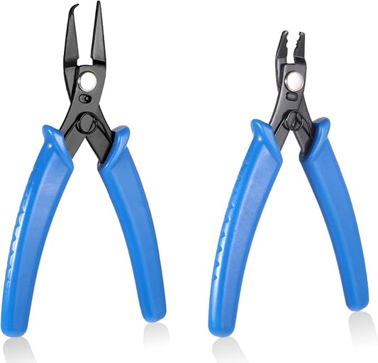2 Pcs Split Ring Pliers, Bead Crimping Plier Crimping Jewelry Jump Pliers Beading Plier Set for Opening/Closing Jewelry Beading Split Ring or Key Chain