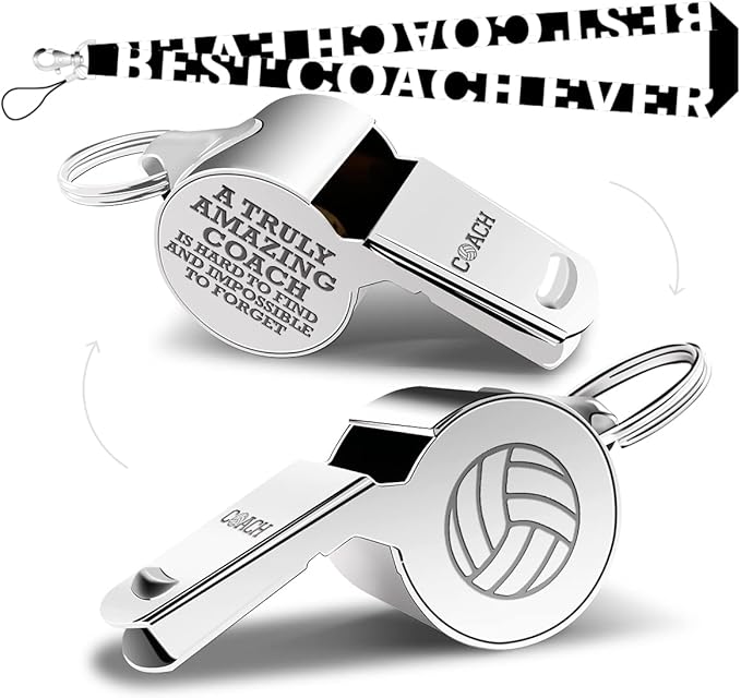 Whistle Volleyball Coach Gifts Whistle for Coaches Teachers Whistle Emergency Coach Referee Lifeguard Loud Whistle for Men Women Teacher Referees Sports Coaches Whistle with Lanyard Cheer Coach Gift.
