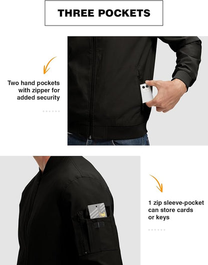 TBMPOY Men's Lightweight Bomber Jackets Light Windbreaker Casual Stylish Fall Golf Zip Up Dress Business Varsity