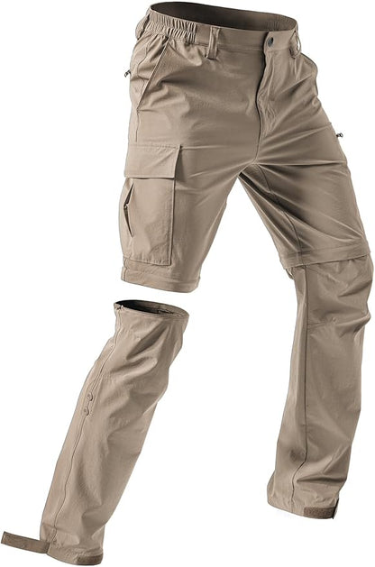 Moosehill Men's-Hiking-Pants Convertible Quick-Dry Water-Resistant Lightweight Zip-Off Outdoor with 5 Deep Pockets