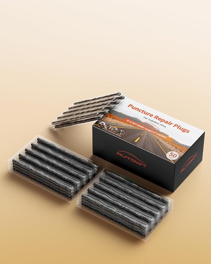 Tire Plugs Heavy Duty (4", 50 Pack) - 1/4" (6mm) Tubeless Tire Plugs for Car, ATV/UTV, Professional Tire Repair Plugs for Tire Flats, Essential for Tire Plug Kit or Tubeless Tire Repair Kit