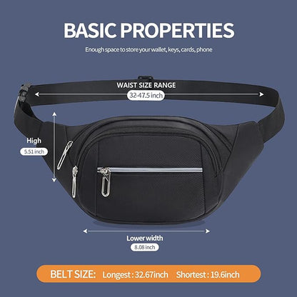 DAITET Crossbody Fanny Pack for Men&Women,Large Waist Bag & Hip Bum Bag with Adjustable Strap for Outdoors Workout Traveling Casual Running Hiking Cycling