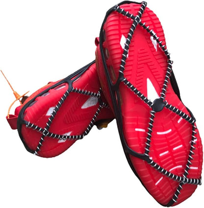 Walk Traction Cleats,Ice Cleats Anti Slip Crampons Rubber Spikes Ice Snow Grippers for Boots and Shoes for Winter Walking on Snow and Ice Climbing Hiking Mountaineering 2PCS for Man and Woman