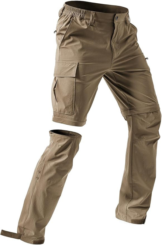 Moosehill Men's-Hiking-Pants Convertible Quick-Dry Water-Resistant Lightweight Zip-Off Outdoor with 5 Deep Pockets