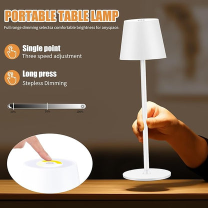 2 Pack Cordless Table Lamp,Portable LED Desk Lamp, 6000mAh Battery Operated, 3 Color Stepless Dimming Up, for Restaurant/Bedroom/Bars/Outdoor Party/Camping/Coffee Shop Night Light