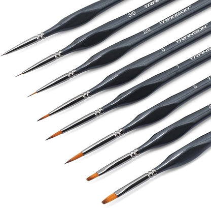 Transon Fine Detail Art Paint Brush Set 8pcs with Triangular Handle for Miniatures Model Craft Face Painting Suitable for Acrylic Gouache Watercolor Oil