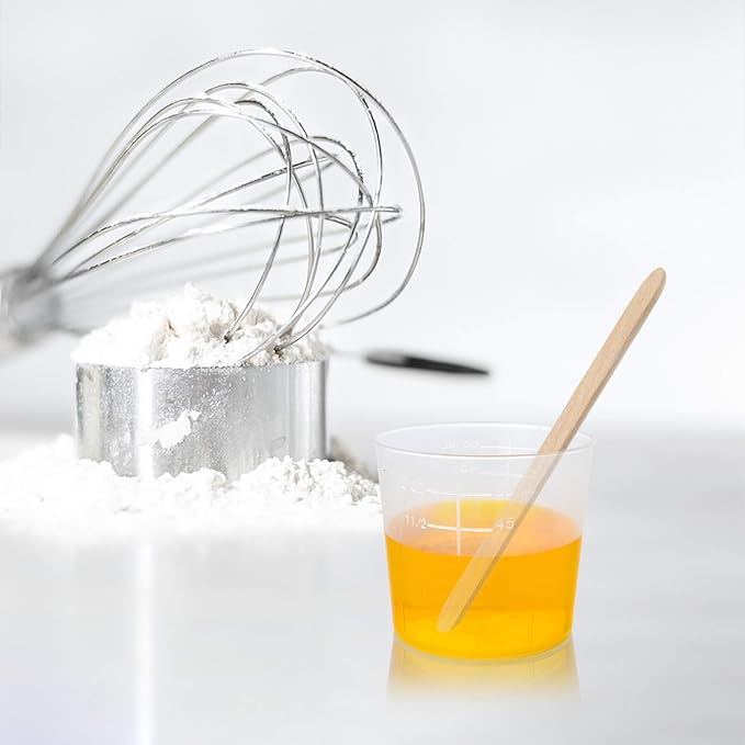 Coopay 50 Pack 60ml/2oz Plastic Graduated Cups Transparent Scale Clear Epoxy Mixing Cup with 100 Pack Wooden Stirring Sticks for Resin, Epoxy, Stain, Mixing Paint