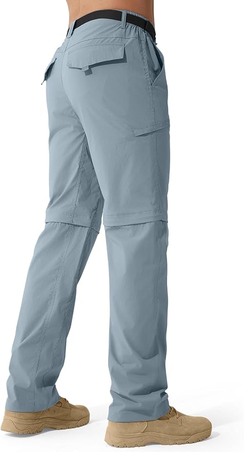 FREE SOLDIER Men's Outdoor Convertible Hiking Pants with Belt Lightweight Quick Dry Tactical Cargo Pants Nylon Spandex