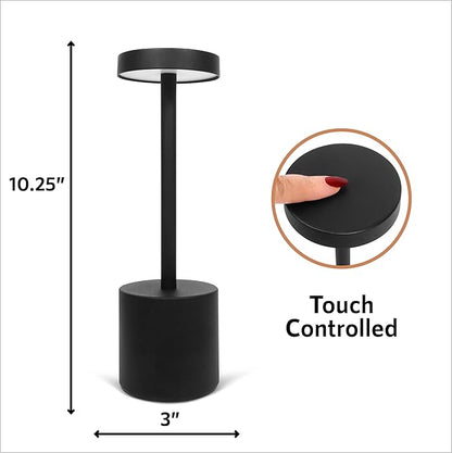 10 Pack - Black Rechargeable Cordless Table Lamps, Portable LED Desk Lamps, Dimming 5000mAh Rechargeable Battery Powered LED Lighting for Restaurant,Bar, Bedroom, Outdoor, Party