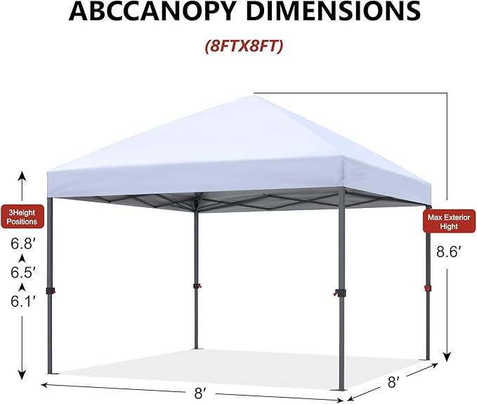 ABCCANOPY Pop Up Canopy - Outdoor Patio Portable Canopy Tent Heavy Duty for Backyard and Deck with 4 Sandbags(Iory White, 8x8)
