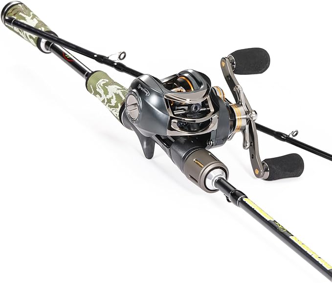 Sougayilang BD Fishing Rod and Reel Combos, Spinning & Casting Fishing Combo,30Ton+24Ton Graphite 2 Pc Fishing Poles with SuperPolymer Handle, “S” Style Hook Keeper(1 Pack)