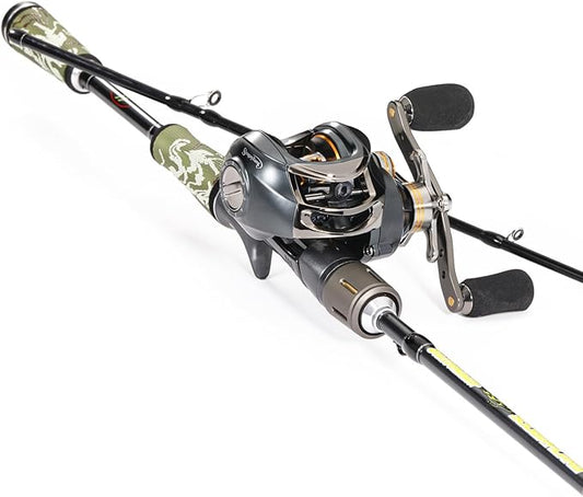 Sougayilang BD Fishing Rod and Reel Combos, Spinning & Casting Fishing Combo,30Ton+24Ton Graphite 2 Pc Fishing Poles with SuperPolymer Handle, “S” Style Hook Keeper(1 Pack)