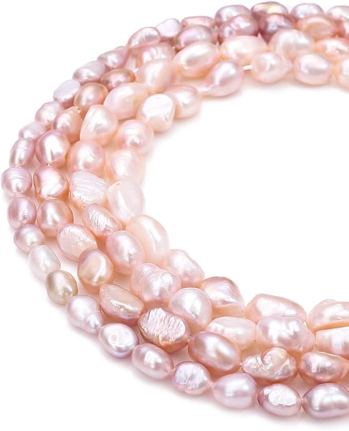 Natural Pearl Beads 8-9mm Purple Freshwater Cultured Loose Gemstone Beads for DIY Jewelry Making 13.8''/Strand