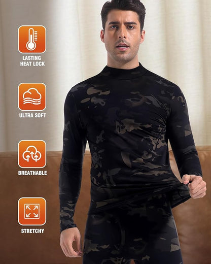 CL convallaria Long Johns Thermal Underwear for Men Soft Fleece Lined Base Layer Cold Weather Top Bottom Gift Set