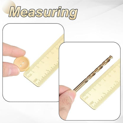 uxcell Metal Straight Ruler 300mm Brass Straight Edge Rule Precision Double Scales Metric Measurement Tool Drawing Measuring Ruler Gold 2 Pcs