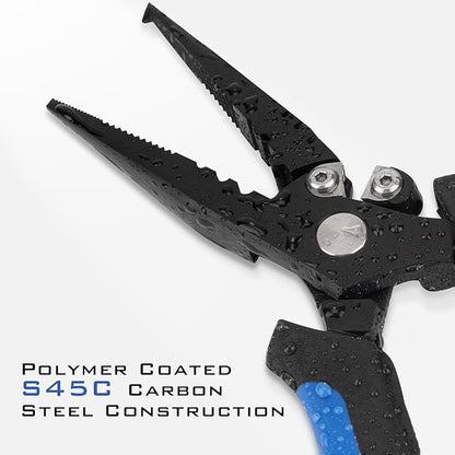 KastKing Intimidator Fishing Pliers, Corrosion Resistant Polymer Coated Fishing Tools, Tungsten Carbide Cutters, Saltwater Resistant Fishing Gear