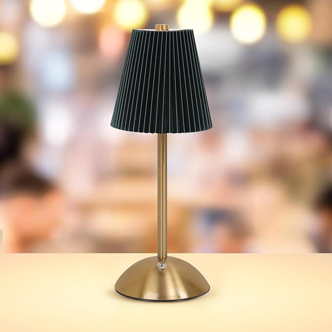 Cordless LED Table Lamp with Dimmer, Built-in Rechargeable Battery, 3-Level Brightness, Patio Table Lamp, Bedside Night Lamp, Ambient Light for Restaurant, Antique Brass (Black)