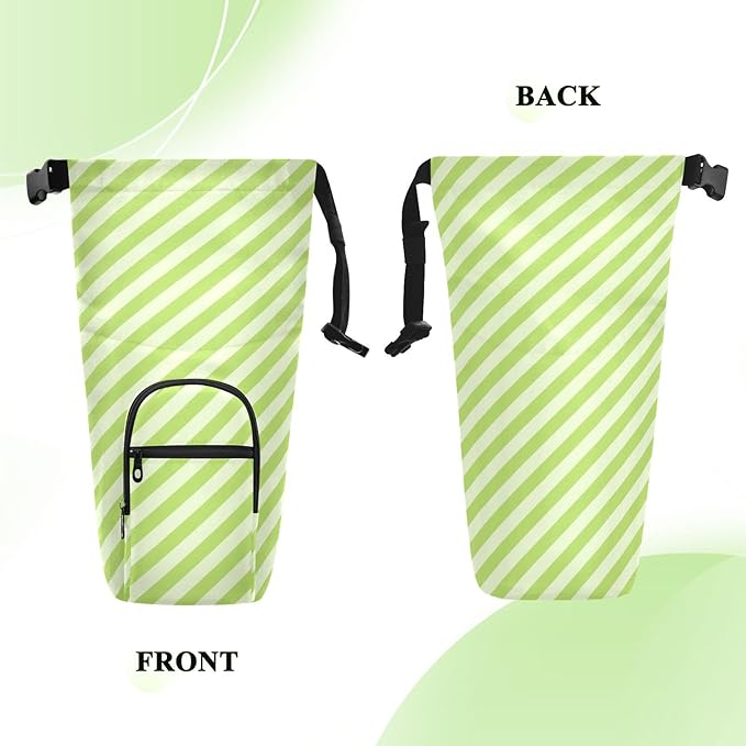 Green Stripes Water Bottle Holder with Strap Insulated Water Bottle Carrier Crossbody Bags Pouch with Phone Pocket for Travel Gym Hiking Walking Running