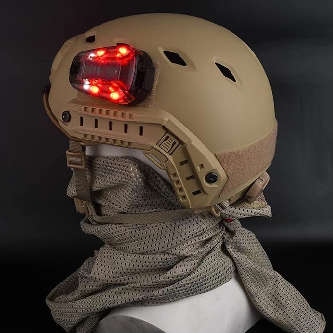 NOBUHIRO Tactical Helmet Signal Light Optional 4 Modes with Visible LED + IR Constant-on/Strobe, Waterproof Ladybird Survival Identification Lamp for Outdoor Sports
