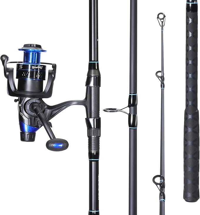 Sougayilang Surf Fishing Rod Combo Medium/Heavy 3 Piece Baitfeeder Spinning Combo with 4000 Size Reel for Travel