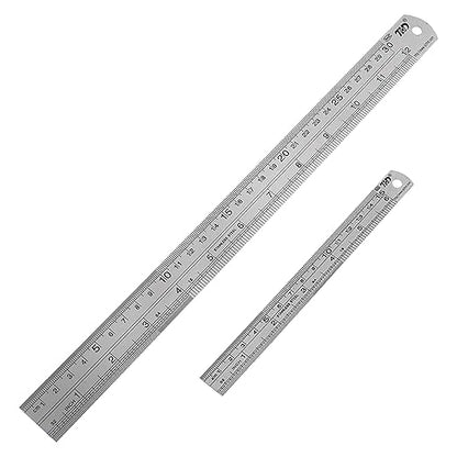 YouOKLight Metal Ruler Set, 6 inch Ruler and 12 inch Ruler. Ruler Inches and Centimeters, Metric Ruler 12 Inches, Metal Ruler 12 inch, Drawing Ruler, Precision Measuring Metal Ruler Silver