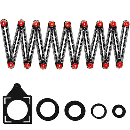 16 Sided Multi Angle Measuring Ruler, Heavy-Duty Angle Finder Tool with Opening Locator, Aluminum Alloy Multi Angle Measuring Tool for Tiling, Roofing, Woodworking, DIY