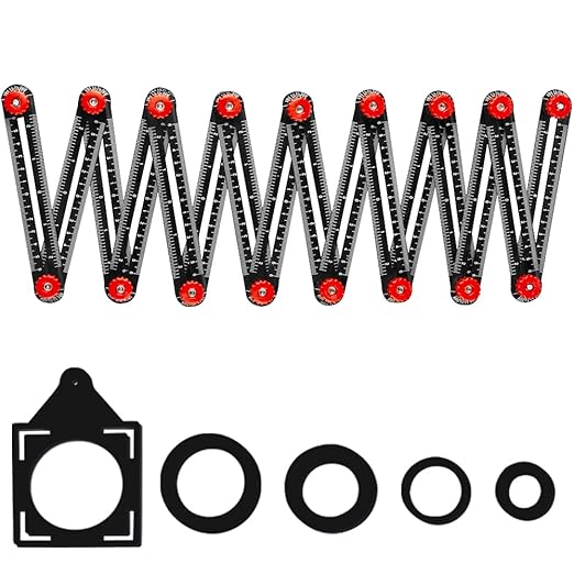 16 Sided Multi Angle Measuring Ruler, Heavy-Duty Angle Finder Tool with Opening Locator, Aluminum Alloy Multi Angle Measuring Tool for Tiling, Roofing, Woodworking, DIY