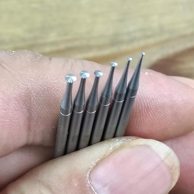 𝐋𝐮𝐨 𝐤𝐞 6 Pcs 45º Hart Burr - 3/32'' Shank Jewelry Making Bits 45 Degree Heart Burs Setting Bits for Dremel Rotary Tools ( 008 - 023 )