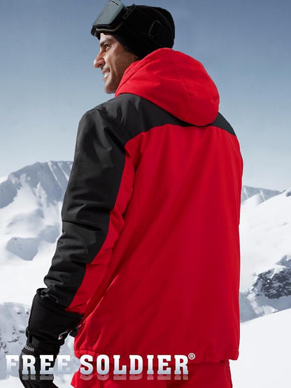 FREE SOLDIER Men's Waterproof Ski Jacket Fleece Lined Warm Winter Snow Coat with Hood Fully Taped Seams