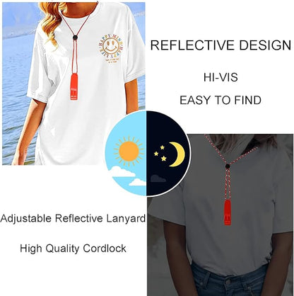 5 Pack Whistles Emergency, Shrill Loud Kayak Safety Whistle with Reflective Lanyard for Outdoor Climbing Hiking Camping Fishing Boating Boat Life Jacket Water Survival Rescue Signaling (5 Color)