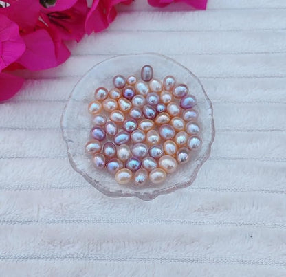 50 Pcs Natural Pearl Beads for Jewelry Making AAA 8-9 mm No Holes Natural Genuine Real Freshwater Cultured Pearl Oval Pearls Beads Loose Gemstone Bead Crafts Gift for Women,DIY Gifts.