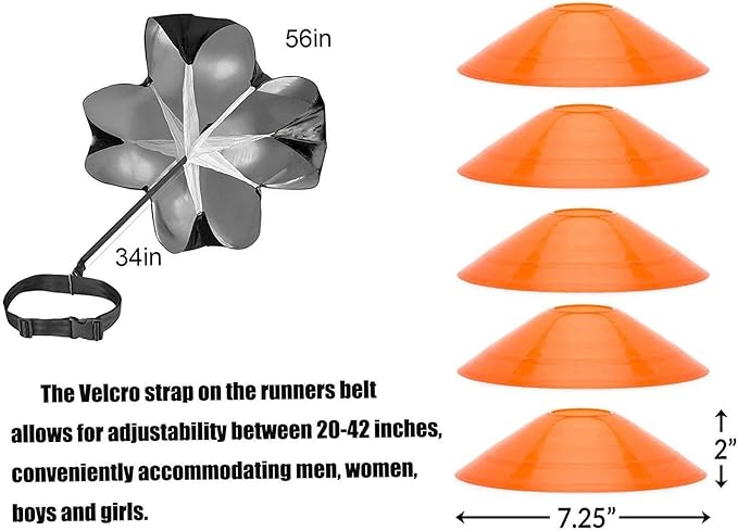 Agility Ladder, Speed Training, Soccer Agility Speed Training Equipment, 20ft Agility Ladder, 6 Soccer Cones, Running Parachute, Basketball Football Soccer Training Equipment for Kids, Youth, Adults