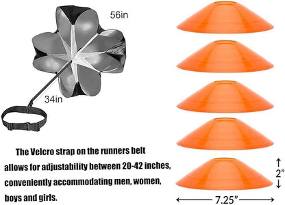 Agility Ladder, Speed Training, Soccer Agility Speed Training Equipment, 20ft Agility Ladder, 6 Soccer Cones, Running Parachute, Basketball Football Soccer Training Equipment for Kids, Youth, Adults