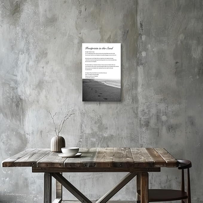 Wallpicss Footprint In Sand Wall Art Framed Inspirational Quotes Poster Poem Canvas Wall Decor Pictures Prints Religious Poster for Room Decor 12x18 inches