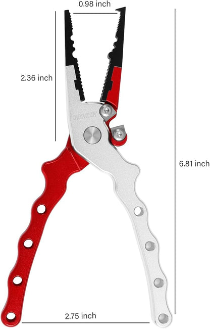 Compact 6.8" Fishing Pliers - Fish Gripper Tool, Corrosion-Resistant Saltwater Fishing Gear | Fishing Gifts for Men, Red/White