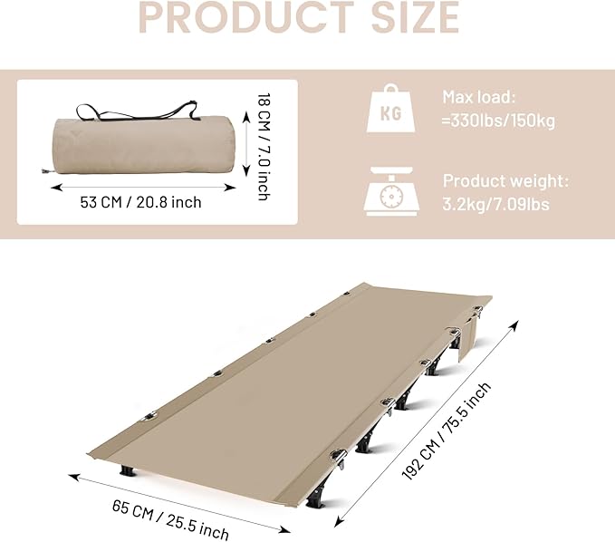 Camping Cot, Ultralight Folding Backpacking Cot, Outdoor Bed Tent Cot, Portable Camping Bed for Adults Lightweight cot Hiking Travel Home (Beiges,Red)