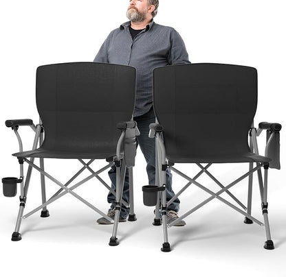 Oversized Camping Chair for Adults Heavy Duty,Heavy Duty Lawn Chair with Side Pockets，Outdoor Camping, Fishing, Beach,Hiking Foldable Camping Chair