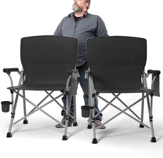 Oversized Camping Chair for Adults Heavy Duty,Heavy Duty Lawn Chair with Side Pockets，Outdoor Camping, Fishing, Beach,Hiking Foldable Camping Chair
