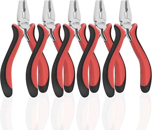 Mini Linemans Pliers 5"-5 Pack Combination Plier with Side Cutter, Lineman Pliers Electrical for Jewelry Making, DIY, Craft, Model