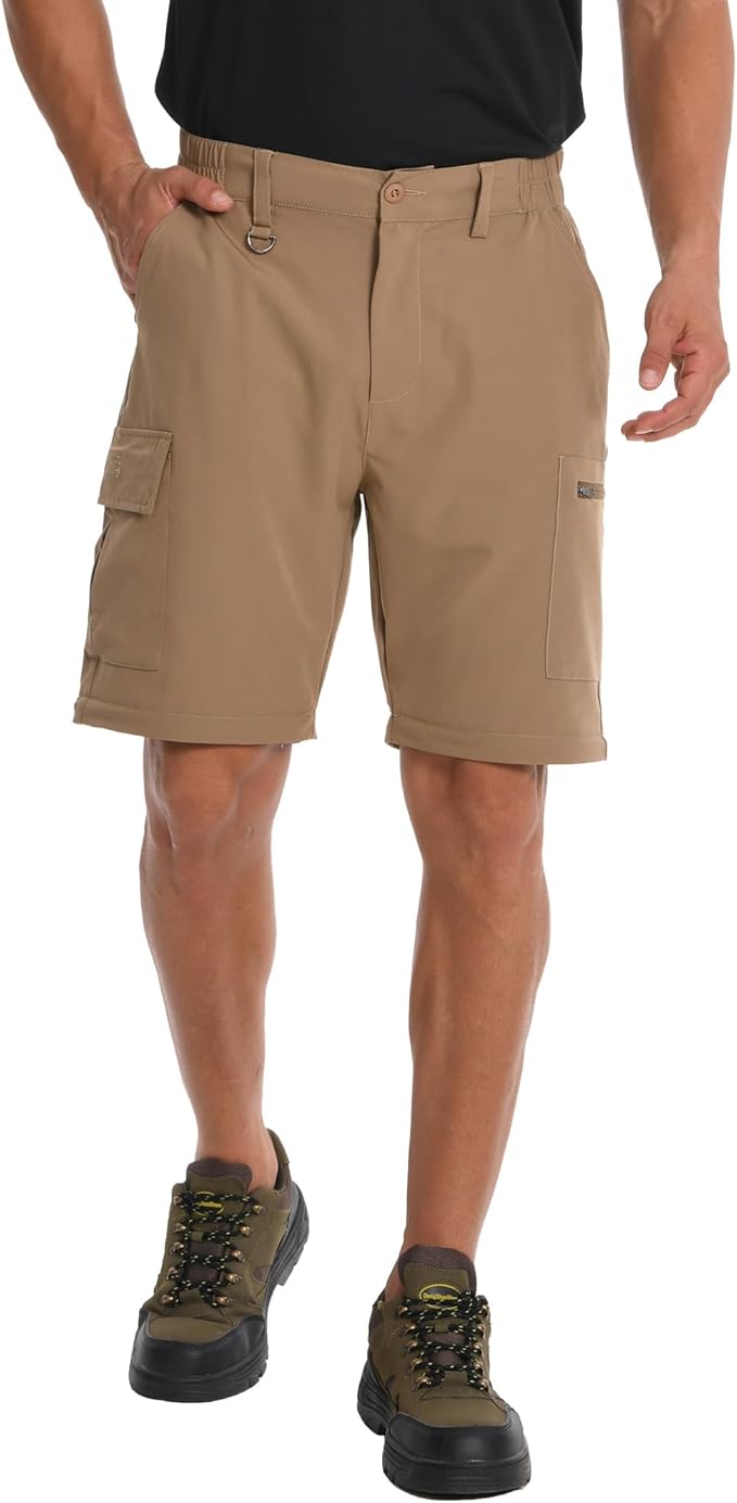 Mens Hiking Pants Convertible Quick Dry Zip Off Tactical Cargo Pants Water Resistant Lightweight Outdoor Pants with 6 Pockets