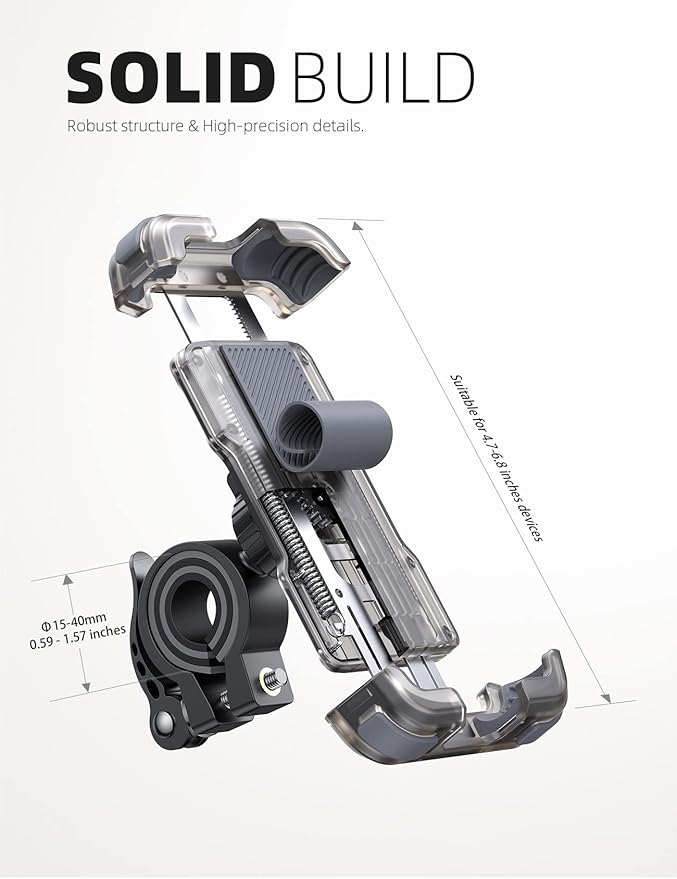 Lamicall Motorcycle Phone Mount, Bike Holder - Upgrade Cellphone Bike Holder, Bicycle Scooter Handlebar Phone Cradle Clip for iPhone 15 Pro Max/ 14, Galaxy S24, 4.7-6.8" Devices