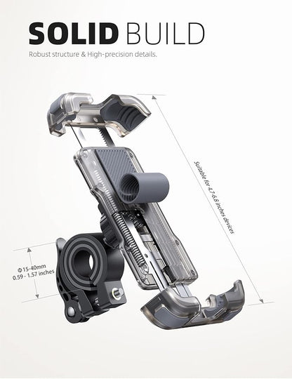 Lamicall Motorcycle Phone Mount, Bike Holder - Upgrade Cellphone Bike Holder, Bicycle Scooter Handlebar Phone Cradle Clip for iPhone 15 Pro Max/ 14, Galaxy S24, 4.7-6.8" Devices