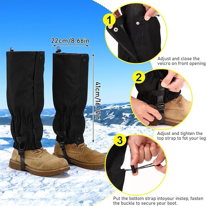 Hiking Gaiters Lightweight Leg Gaiters Snow Gaiters Waterproof Windproof Durable Leg Cover Protect for Mountain Snow, Hiking, Skiing, Walking, Climbing, Hunting
