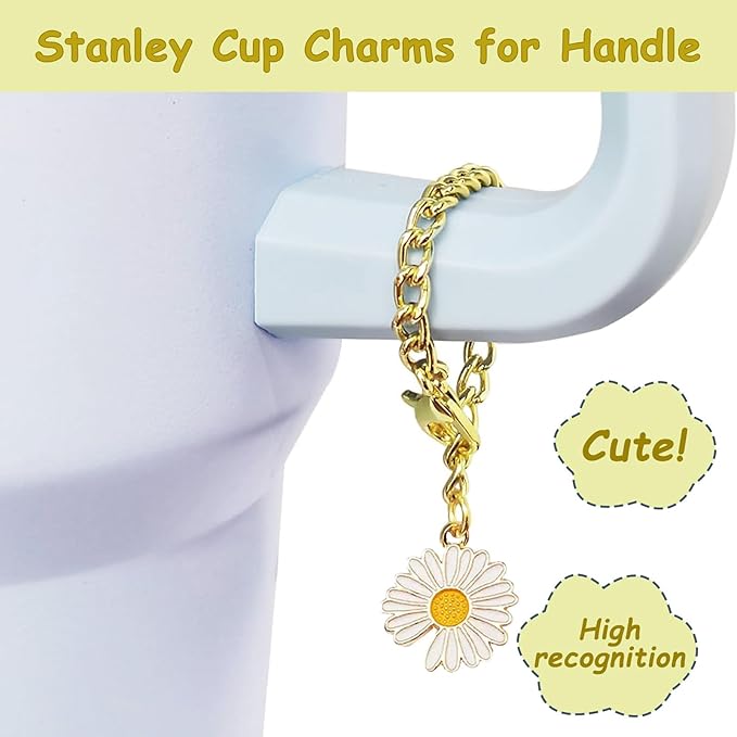 Stanley Cup Accessories Set,Including 2 Pcs 0.4in Straw Cover, 1 Silicone Spill-Proof Stopper, 1 Cute Handle Charm, 1 Silicone Boot Fits Stanley 40&30 Oz Tumbler (Lemon Yellow)