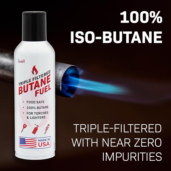 ZeroR® 100% Butane Fuel Refill | 10.67 fl oz 315ml | Made in USA | Butane Refill for Torch Lighter, Kitchen Torch, Refillable Lighters, 2 Cans