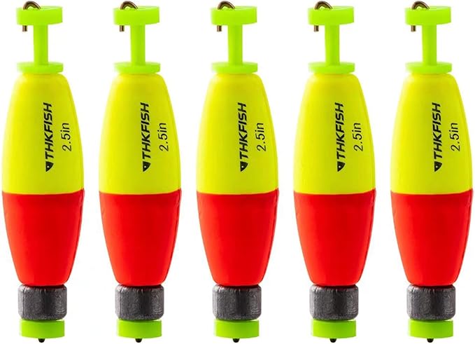 THKFISH Fishing Bobbers 5PCS EVA Foam Round Floats Red/Green Snap-On Spring Fishing Buoy Accessories for Freshwater Saltwater