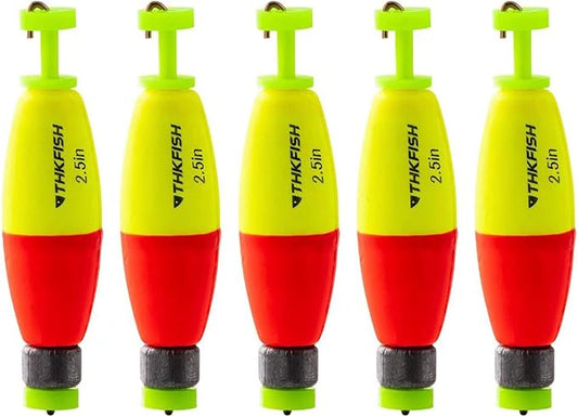 THKFISH Fishing Bobbers 5PCS EVA Foam Round Floats Red/Green Snap-On Spring Fishing Buoy Accessories for Freshwater Saltwater