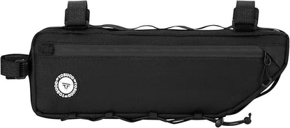 Bike Frame Bag 2L/3L – Waterproof 600D/Scratch-Proof, 7" Phone Fit, 4-Point & Multi-Position Anti-Sway Straps, Full-Side Zipper Quick Access, Tool-Free Install, Universal MTB/Road/Gravel/E-Bike